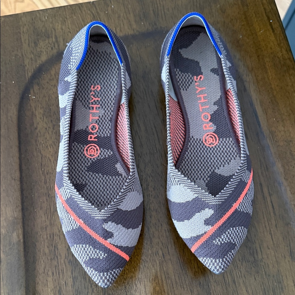 Rothy's Camouflage Flats - Black, Gray, and Blue